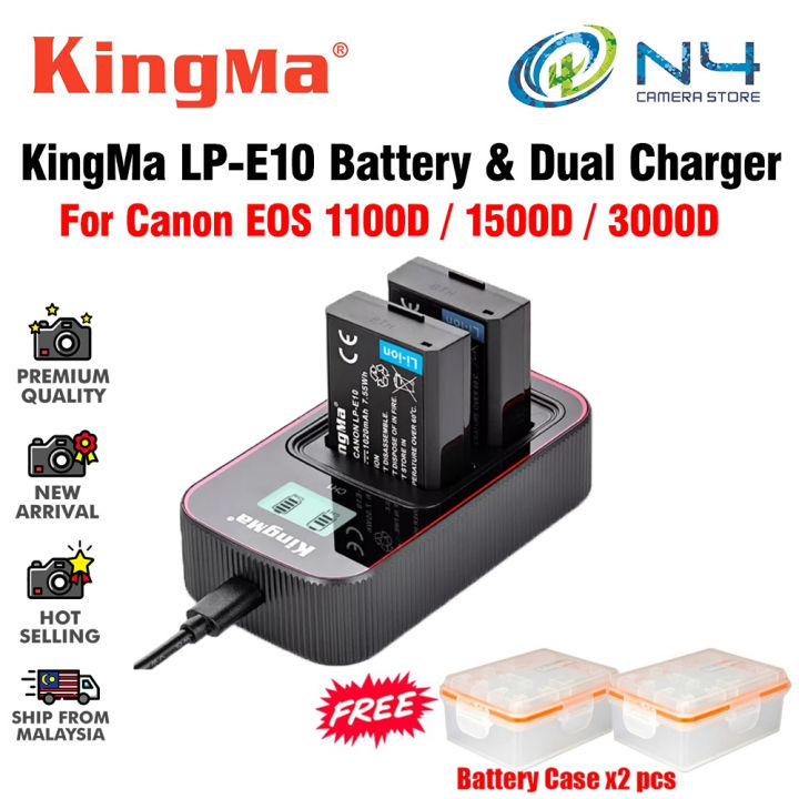 KingMa DSLR Camera Battery LP E10 And LCD Dual Charger Set For Canon