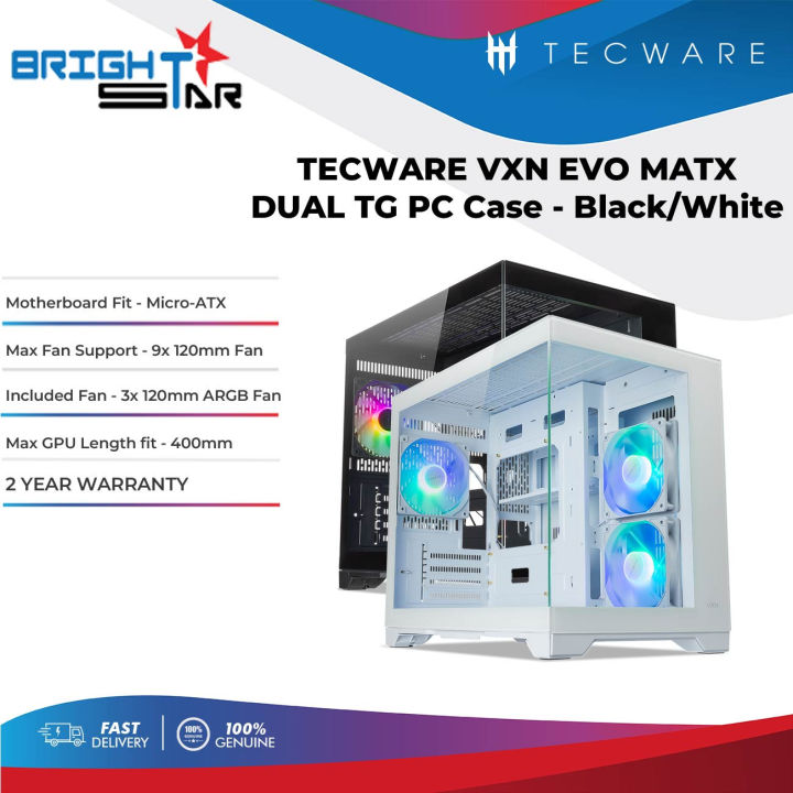 TECWARE VXN EVO DUAL CHAMBER MATX TG ARGB PC Case Black White Lazada