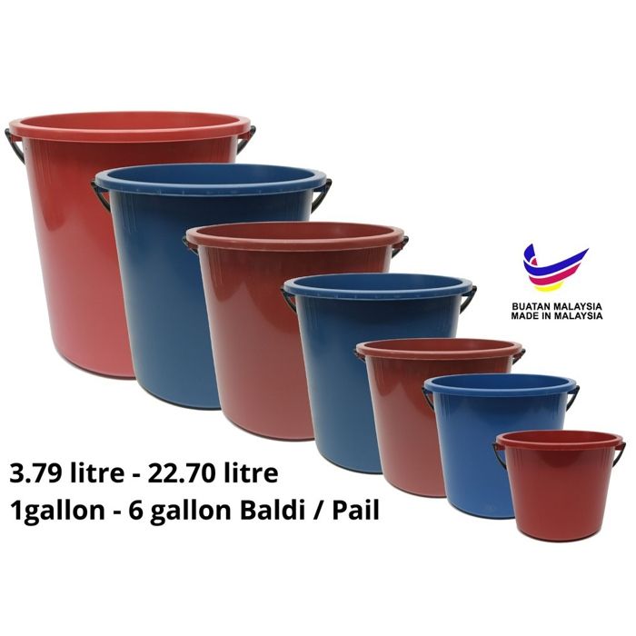 Gallon Plastic Pail Bucket Baldi Air Bakul Tong Mop Water