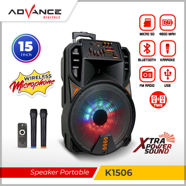 Speaker Bluetooth Portable Advance K1506 15 Inch Free 2 Bh Mic Wireless