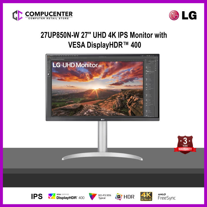 LG 27UP850N W 27 Inches UHD 4K IPS Monitor With VESA DisplayHDR 400