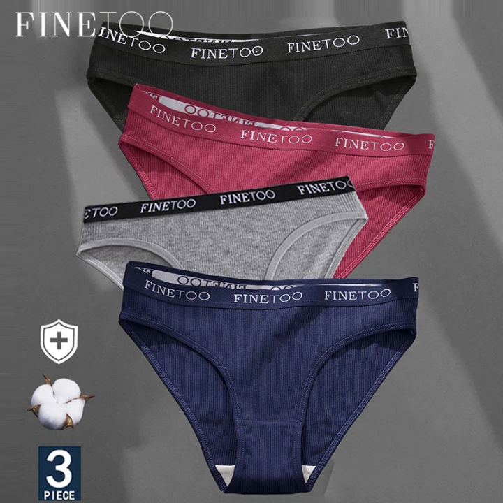 FINETOO 3PCS Set Women Cotton Underwear Pantys Lingerie Letter