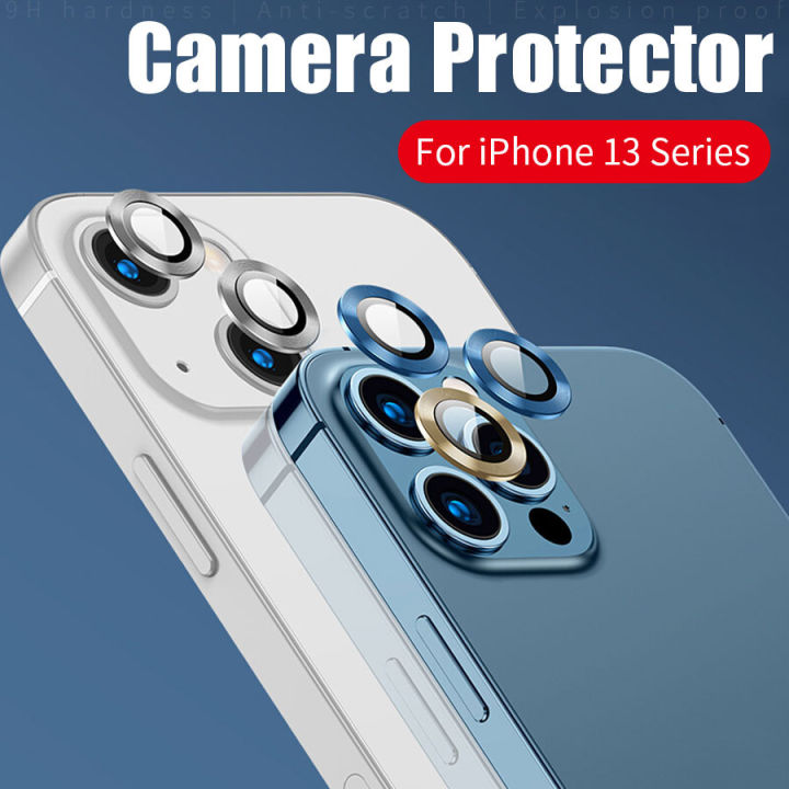 Pcs Tempered Glass Metal Ring Camera Lens Protector Film For Iphone