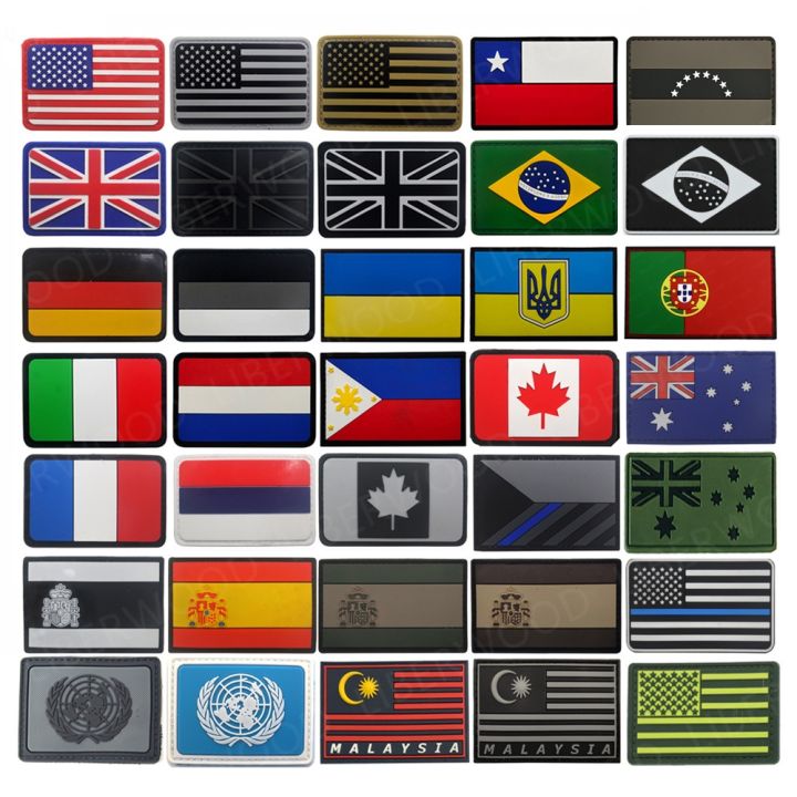 PVC Flag Patches UK Czech Spain France Germany Italy US Russia Army