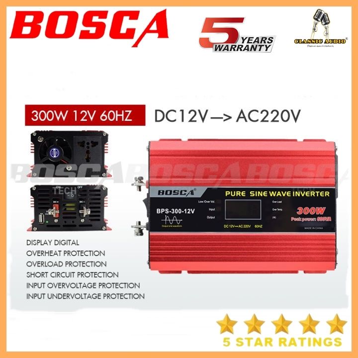 BOSCA TBE Pure Sine Wave Inverter BPS 300W 500W 1000W 1500W 2000W 12V