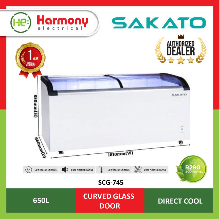 Sakato Scg Curved Glass Door Freezer Showcase L Commercial