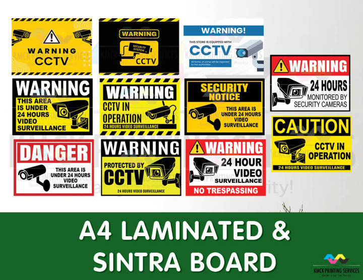 Cctv Warning Sign Hours Video Surveillance Laminated Sintra Board