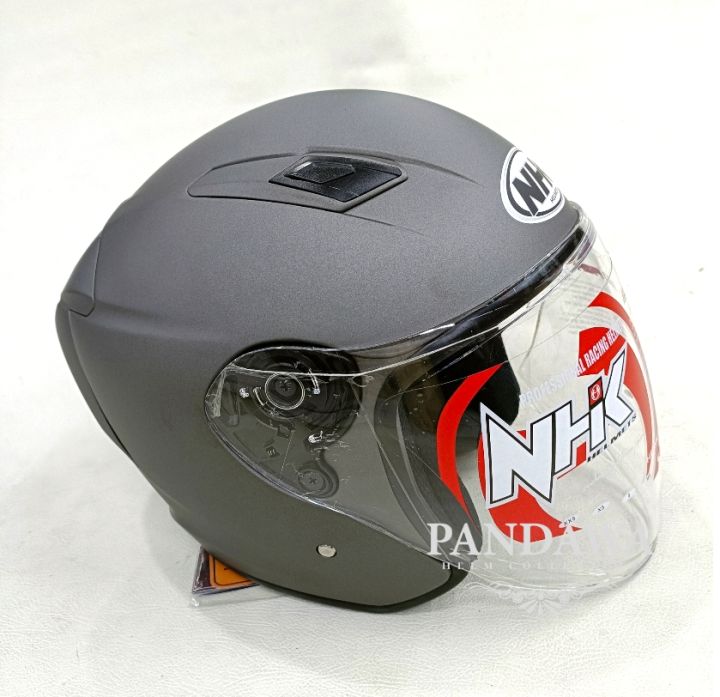 NHK R1 Elite Solid Warna Gorila Grey Doff Helm Open Face Singgle Visor