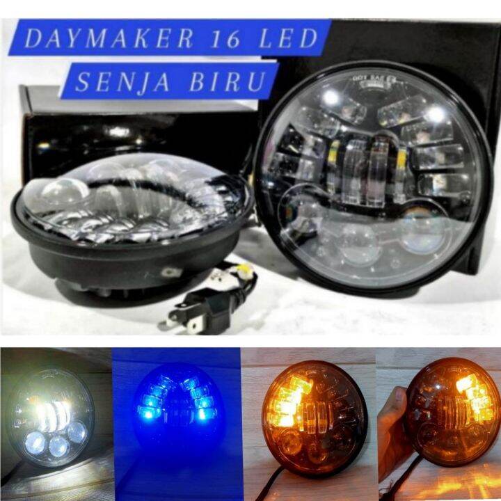 Lampu Daymaker Inch Biru Led Fungsi Riting Orange Kuning Dan