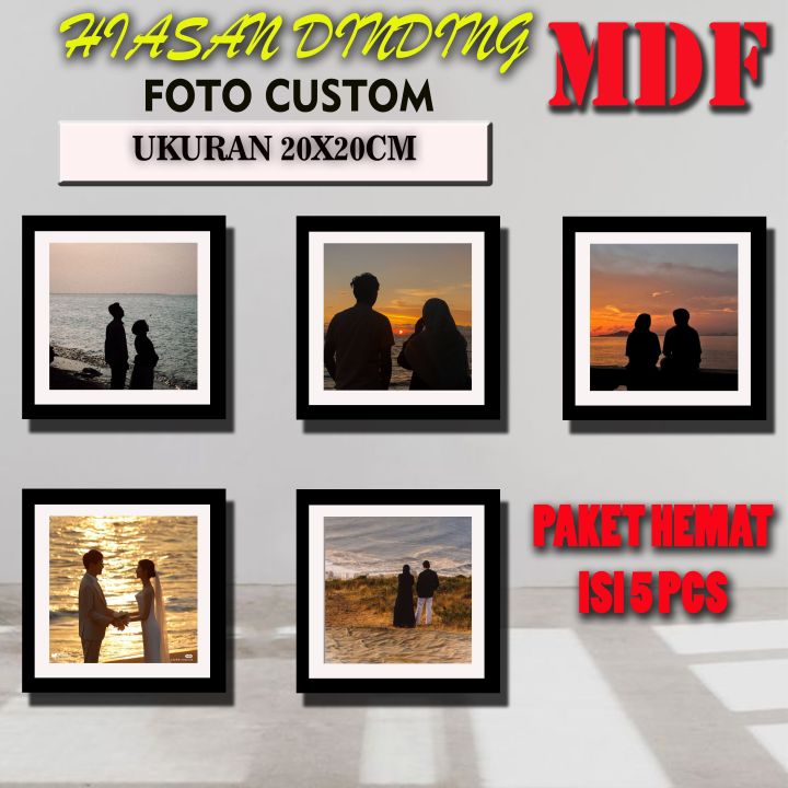 Hiasan Dinding Cetak Foto Custom List Putih Hitam Bingkai Mdf Ukuran