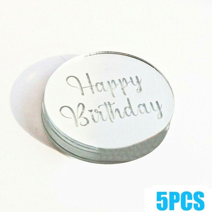 Pcs Happy Birthday Acrylic Cupcake Disc Rose Gold Party