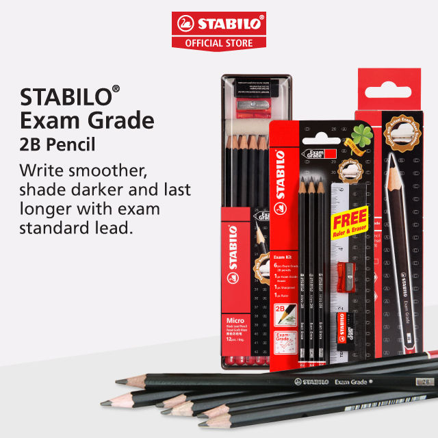 STABILO Graphite Pencil Exam Grade 2B Pencil Box 12 Pcs Free Eraser