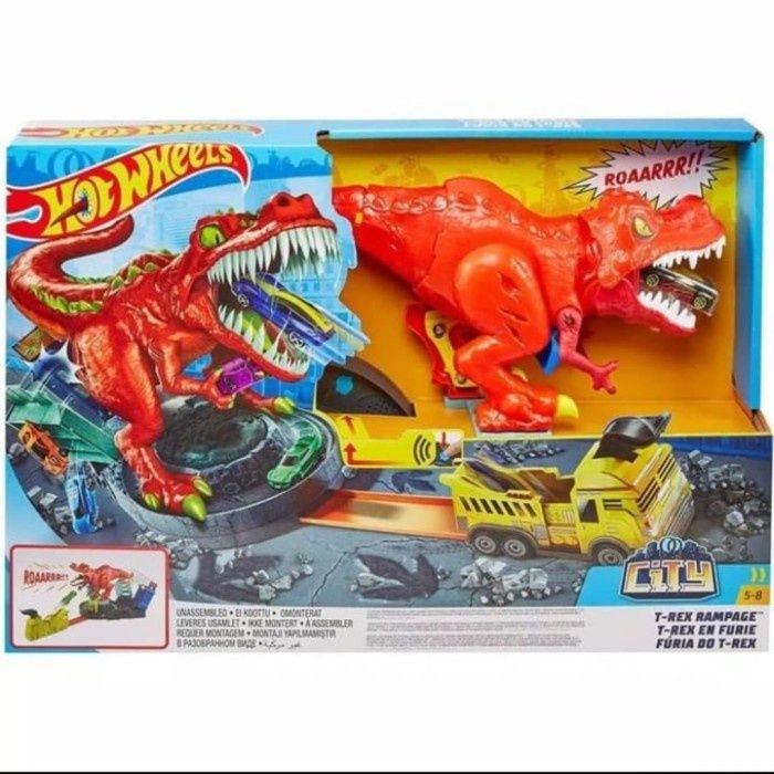 Hot Wheels T Rex Rampage Track Set Works City Sets Lazada Indonesia