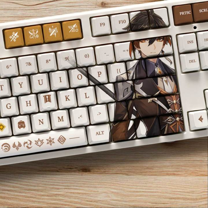 2023 On Sale Genshin Impact Theme Zhongli Pbt Material Keycaps 108 Keys