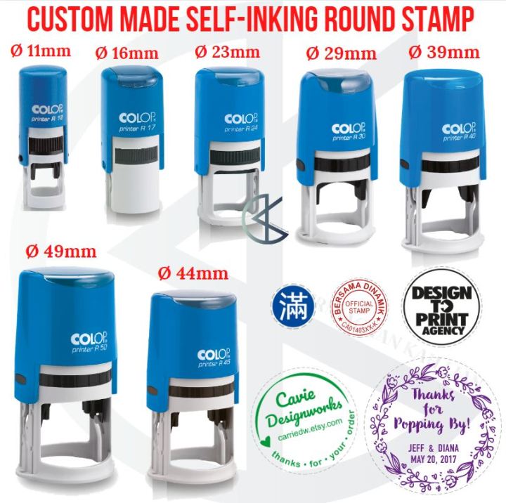 Custom Made Colop Printer Line Self Inking Round Stamp Rubber Stamp