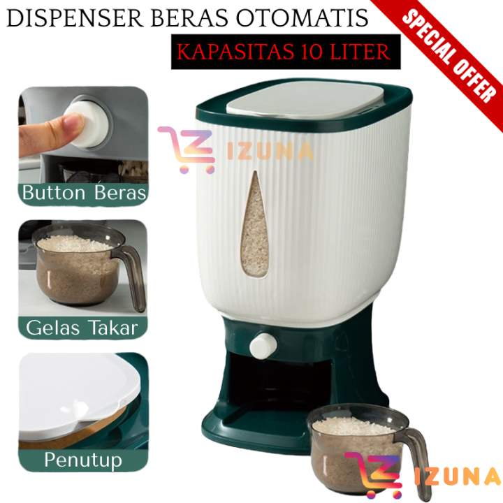 IZUNA DISPENSER BERAS 10 LITER TEMPAT PENYIMPANAN BERAS DISPENSER