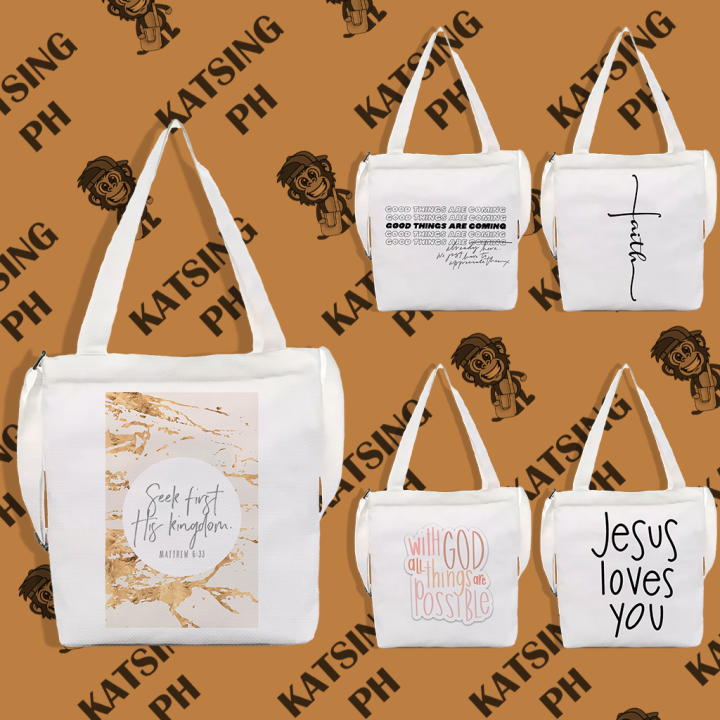 Bible Verse Sling Bag Katsa Canvas Crossbody Tote Bag Graphic Eco