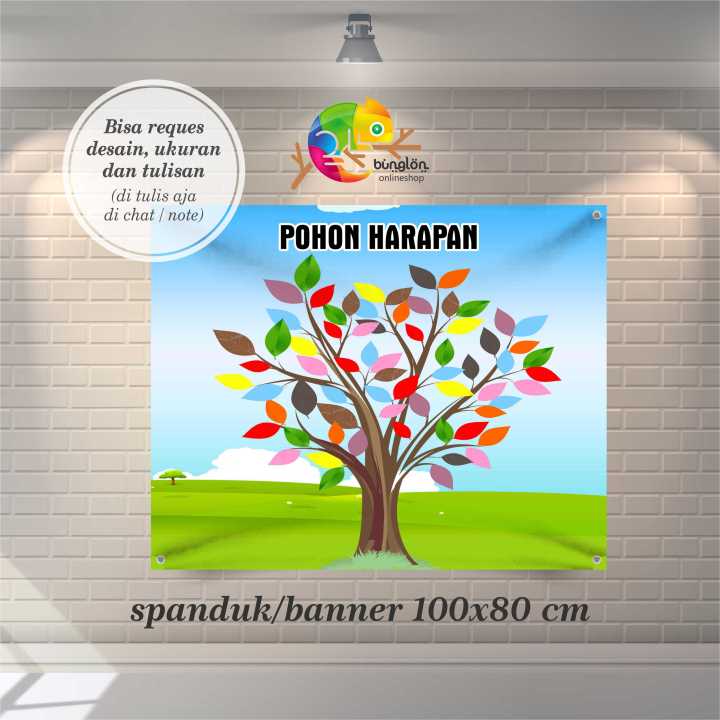 Size 100x80 Cm Spanduk Banner Pohon Harapan Literasi Cita Cita