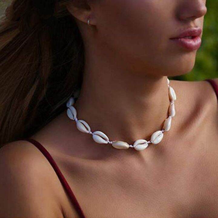 Adjustable Cowrie Sea Shell Choker Necklace Natural Sea Women Collar