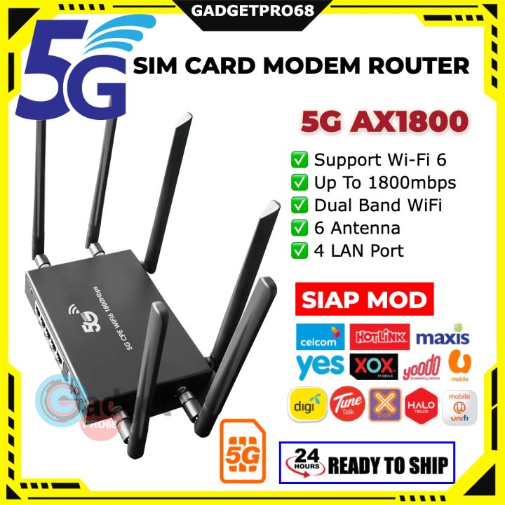 5G Modem WiFi 6 Router AX1800 Router Bypass Unlimited Hotspot 4G 5G CPE