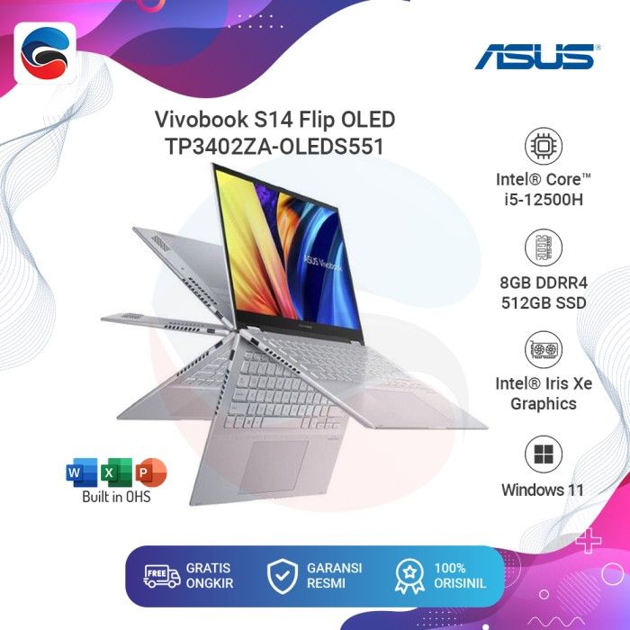 ASUS Laptop Vivobook S 14 Flip OLED TP3402ZA OLEDS551 Intel Core I5 8GB