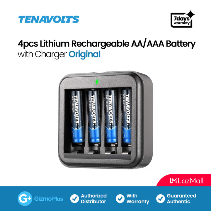 Tenavolts Pcs Lithium Rechargeable Aa Aaa Battery With Charger Lazada Ph