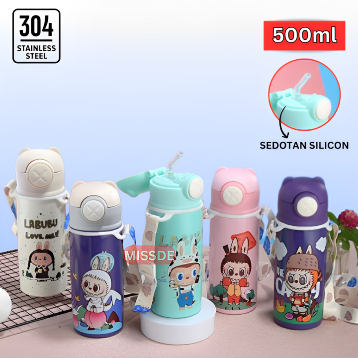 Botol Tumbler Stainless Steel Vacuum Flask 500ml Karakter Labubu Tahan