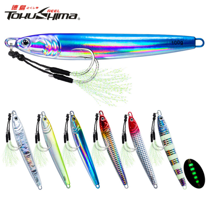 1Pcs 40g 80g 100g Luminous Fast Jigging Casting Lure 7Colors Fishing