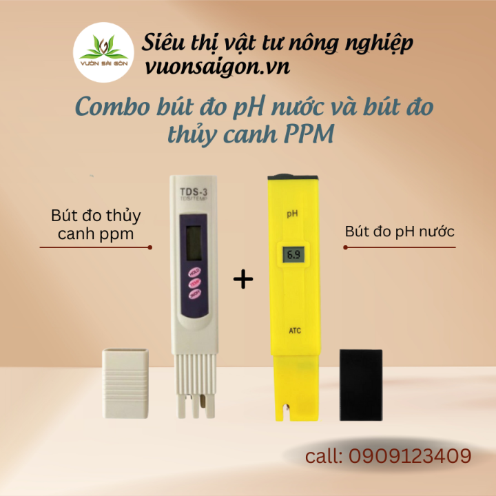 Combo bút đo pH nước và bút đo thủy canh PPM đo nồng độ dinh dưỡng