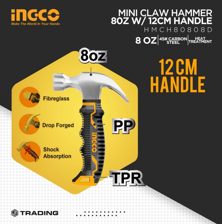 Ingco Mini Claw Hammer Oz With Cm Handle Hmch D Lazada Ph