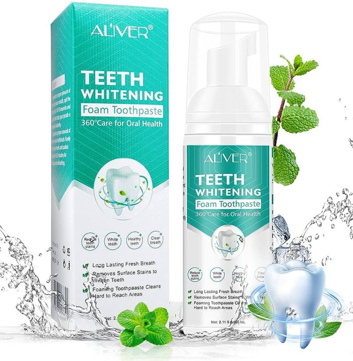 ALIVER Teeth Whitening Mousse Toothpaste Remove Odor Bright Teeth 60ml