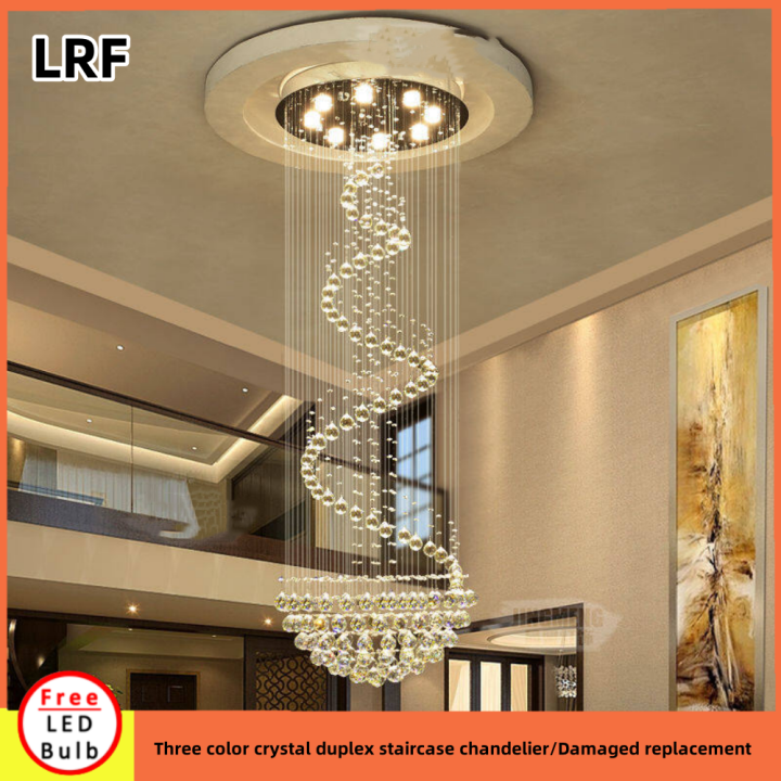 Three Color Crystal Chandelier Modern Duplex Staircase Chandelier