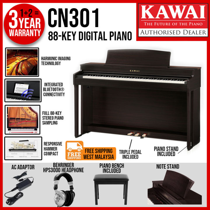 Brand New Kawai CN301 Digital Piano Black White Rosewood CN