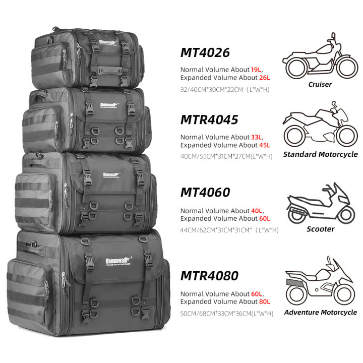 Rhinowalk Motorcycle Luggage Bags Waterproof 19L 80L Expandable Large