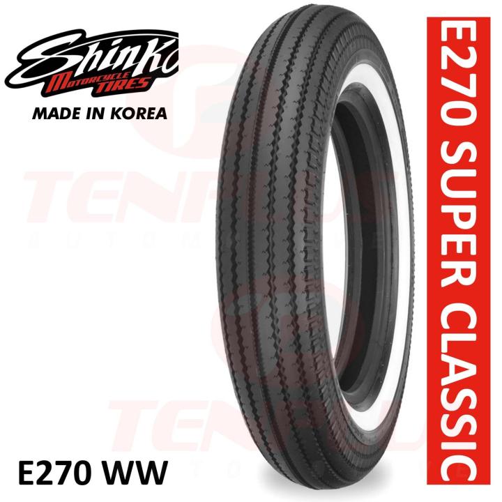 Shinko Motorcycle Tire Super Classic E270 4 00 18WW White Wall B TT