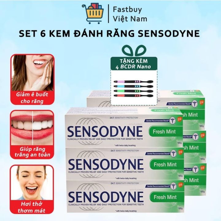 HOÀN TIỀN 15 Combo 6 Tuýp Kem Đánh Răng Sensodyne Giúp Trắng Răng