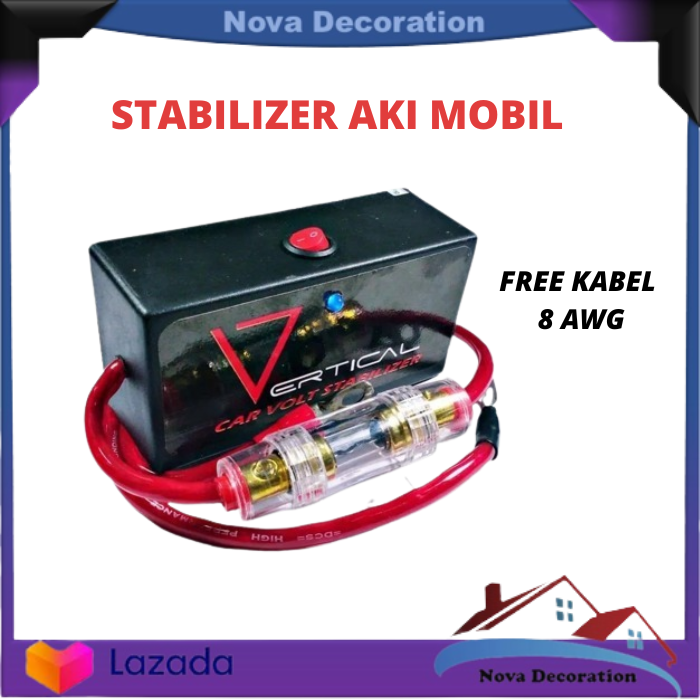 Stabilizer Aki Mobil Vertical Free Kabel Grounding 8 AWG 50cm Sekring