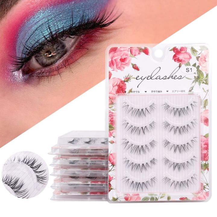 5Pairs 100 Handmade Makeup Lashes False Eyelashes Natural Crisscross