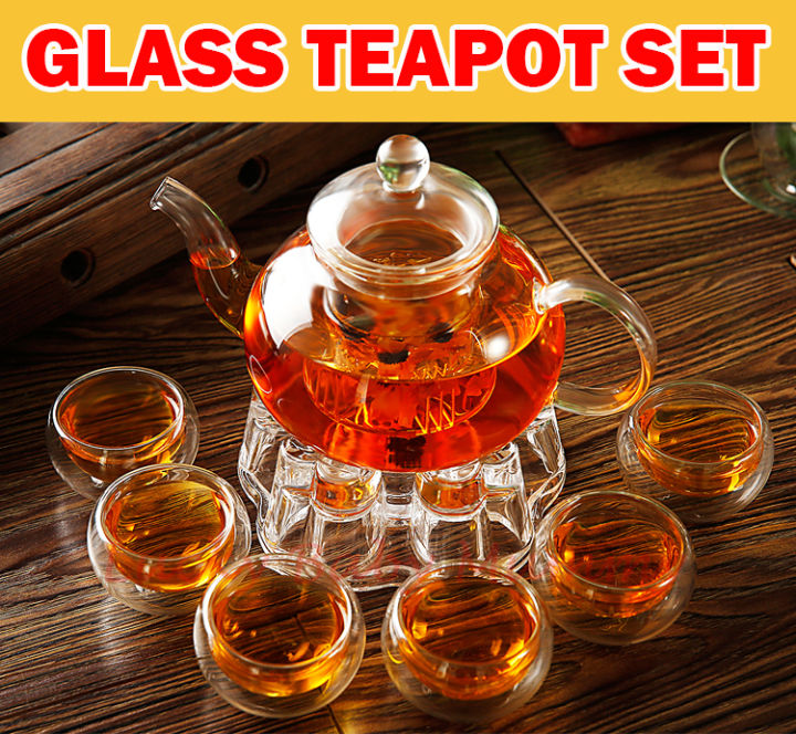 Glass TeaPot SetBorosilicate Glass Tea Pot Set Heat Resistant Glass