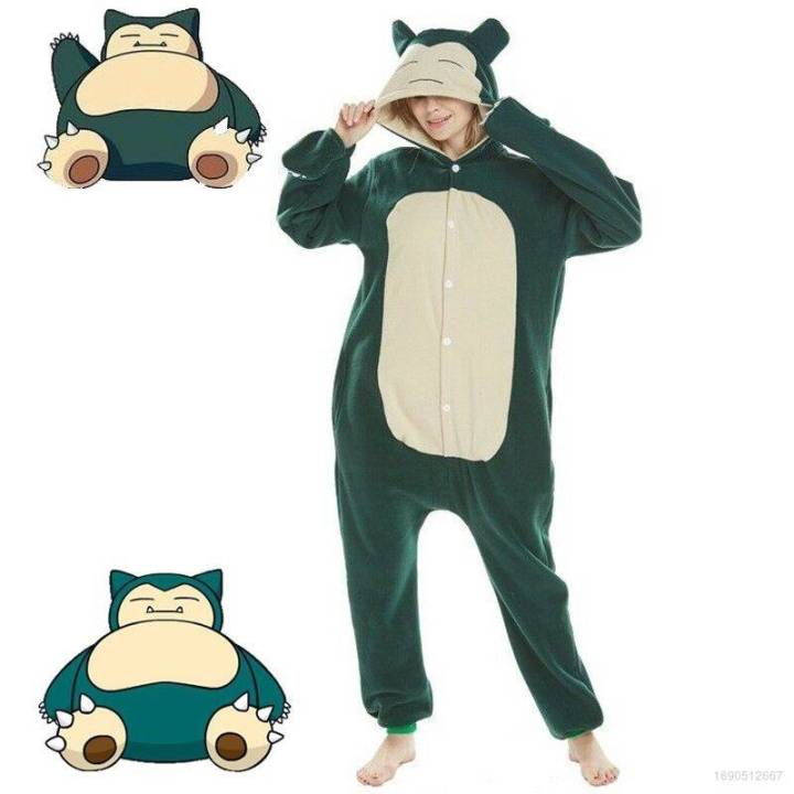 Anime Pokemon Kigurumi Snorlax Cosplay Pajamas Jumpsuit Adult Sleepwear