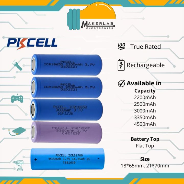 PKCell 3 7V Lithium Ion NMC 18650 Battery For Solar Electric Scooter