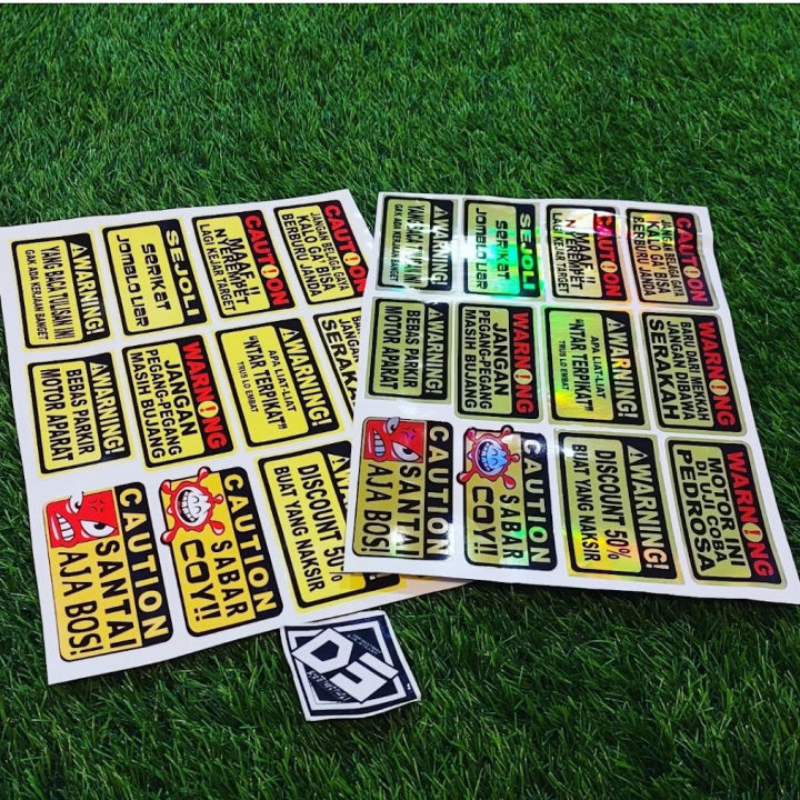 Vol1 Stiker Paket Kata Kata Caution Warning Variasi Sticker Pack Vinyl