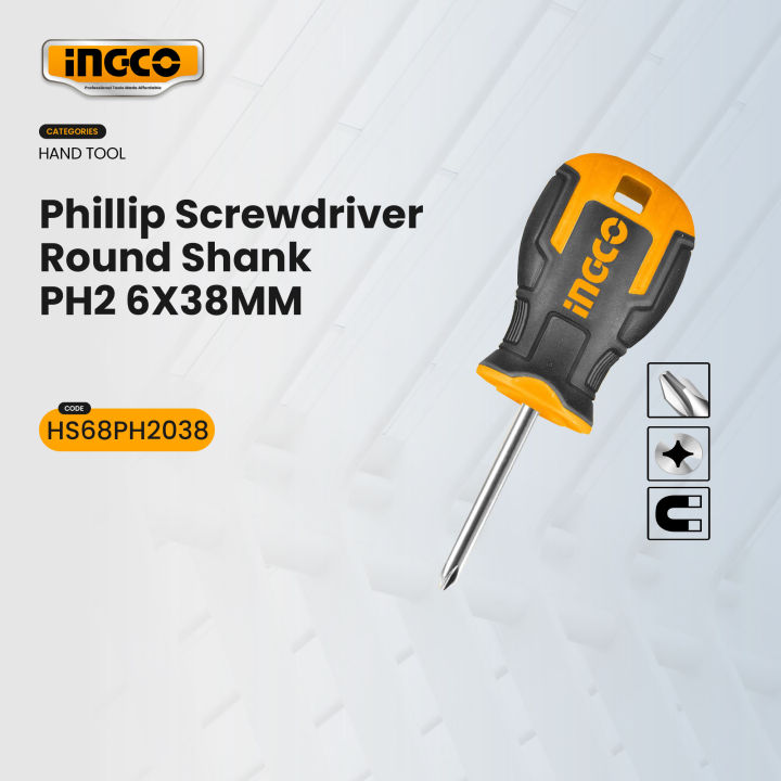 Ingco Hs Ph Industrial Magnetic Stubby Mini Phillips Screwdriver