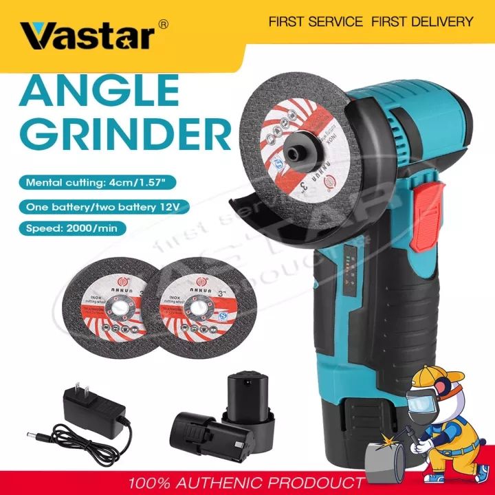 Vastar 1 Pcs 2 Battery Ortable 12V Mini Brushless Angle Grinder