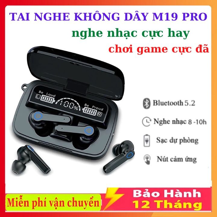 Tai Nghe Bluetooth Không Dây Pin Trâu M19 Mẫu Mới 2023 Phiên Bản Thứ 12