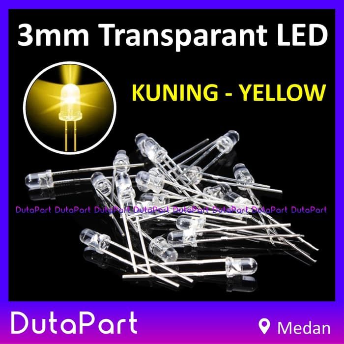 100 PCS LED 3mm KUNING YELLOW Transparant Bening F3 LED Dioda KUALITAS