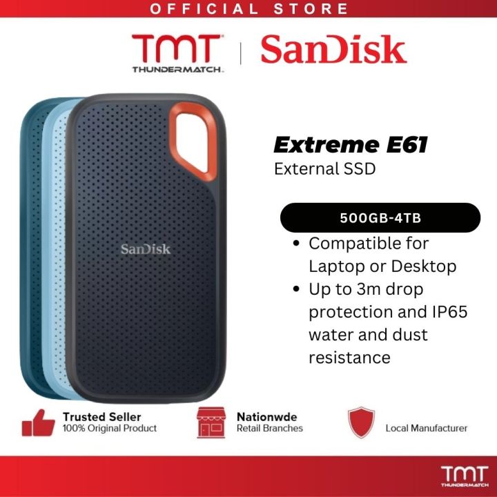 TMT Official SanDisk E61 Extreme 500GB 1TB 2TB 4TB Type C External