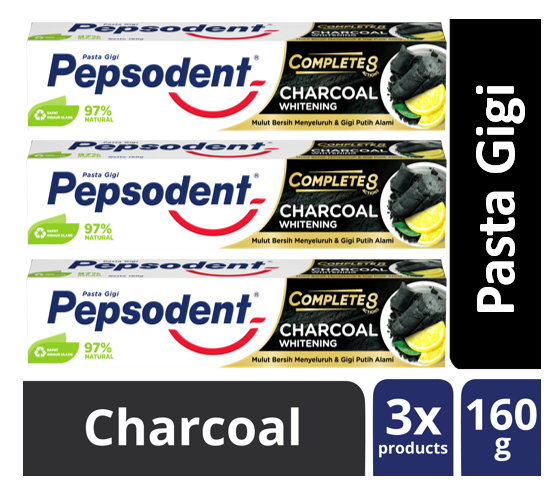 Pepsodent Pasta Gigi Complete Charcoal Whitening G Triplepack