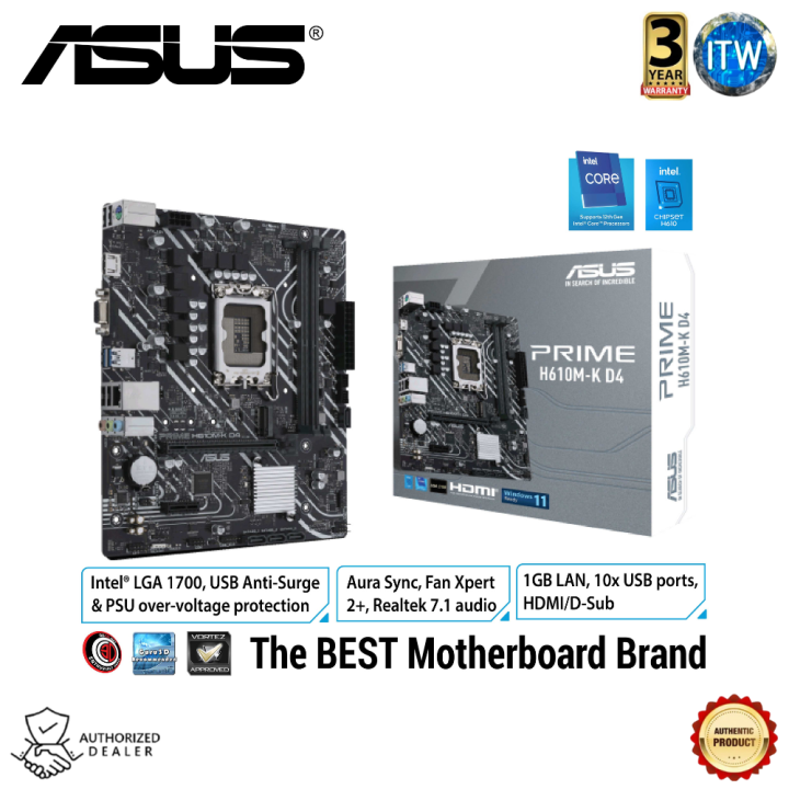 Asus Prime H610M K DDR4 Intel H610 Chipset LGA 1700 Mic ATX