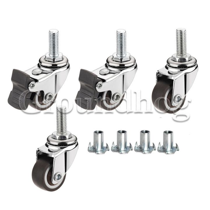 Pcs Swivel Stem Threaded Casters Inch Tpe Mute Caster Wheel